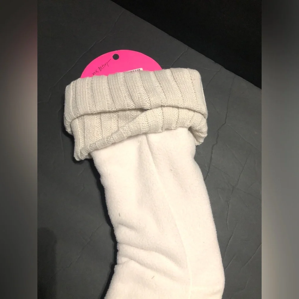 Betsey Johnson beige cream calf length sweater cuff fleece  boot liners size M/L